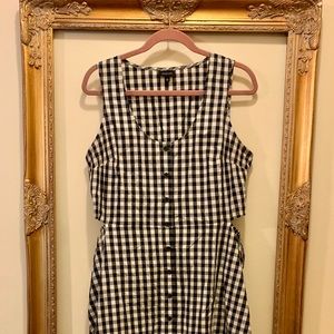 black and white gingham dress with open sides